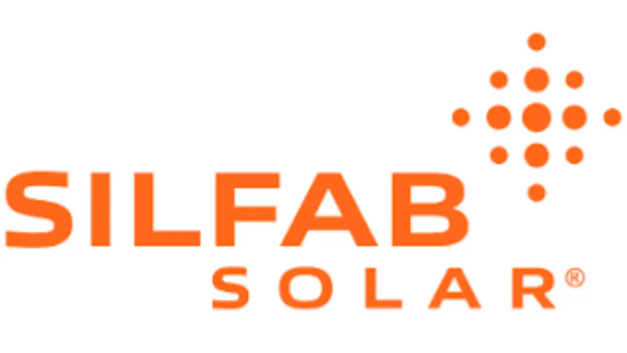 silfab solar logo in orange with diamond created using sun dots