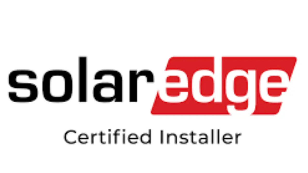 solar edge logo and edge in red with certified installer under the logo